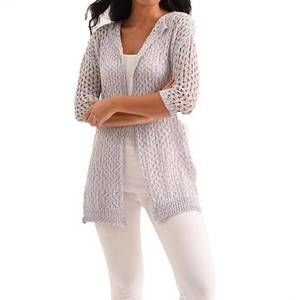 NEW FRENCH KYSS noelle crochet cardigan in slate
